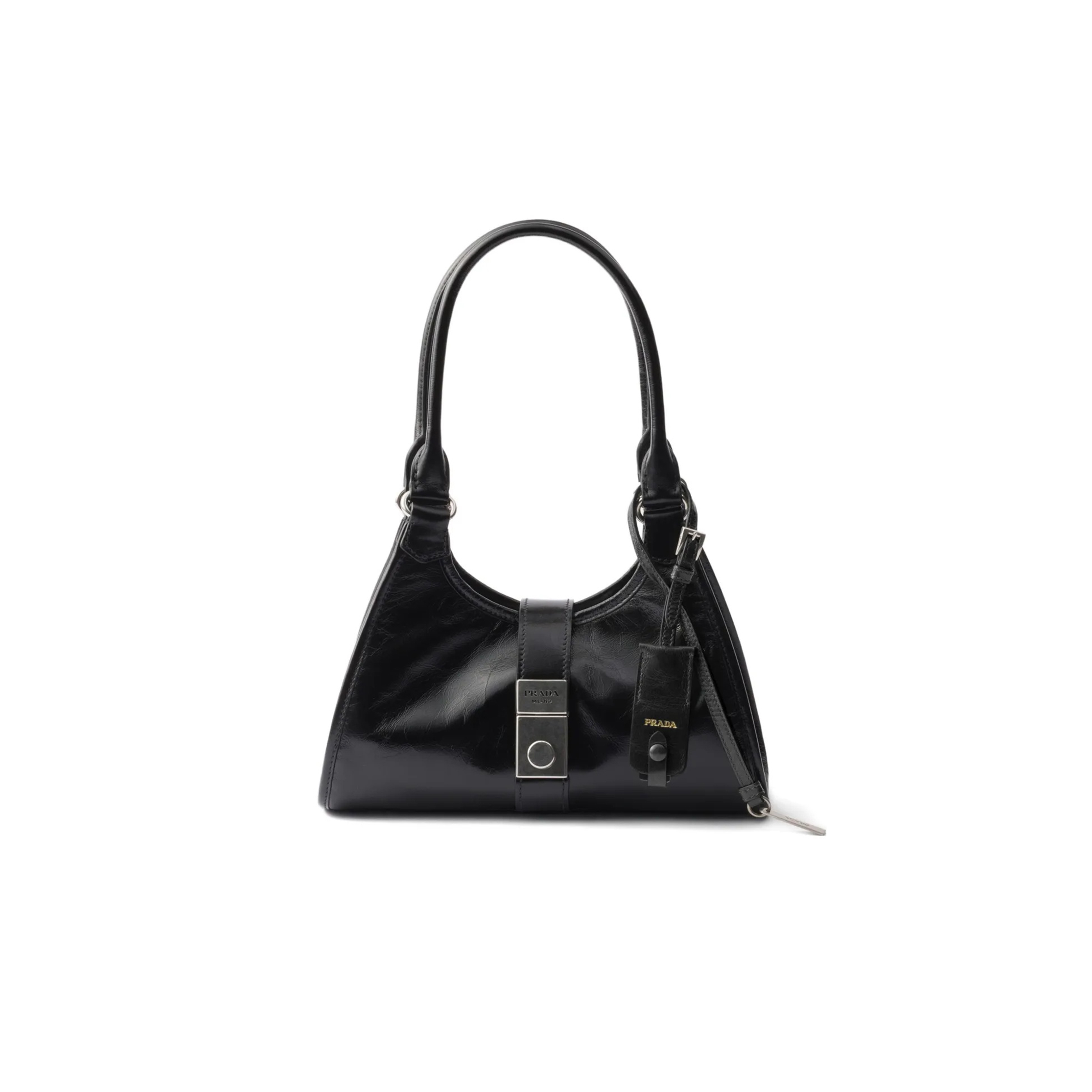 PRADA SMALL PUSH-LOCK LEATHER TOTE (26*22*18cm)